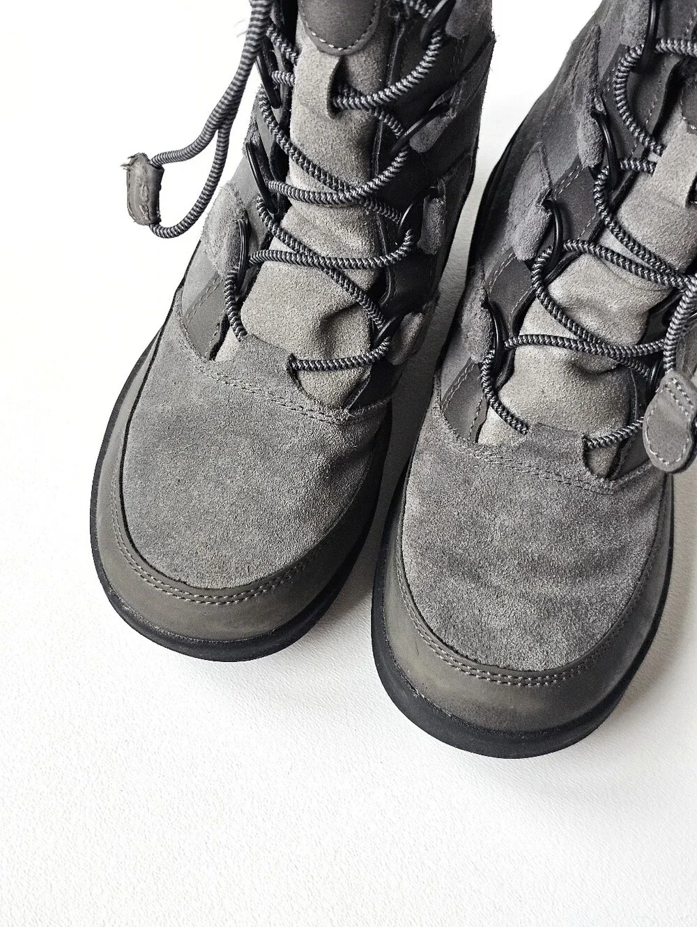 All In Motion Leather Upper Girls Gray Faux Fur Winter Snow Boots Size 1